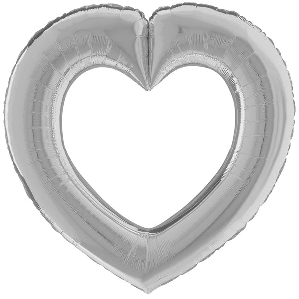 Party America 42" Silver Hollow Heart Balloon
