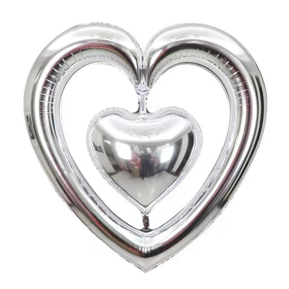 Winner Party 44" Silver Heart-To-Heart Balloon
