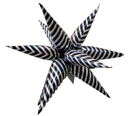 Winner Party 40" Black & Silver Stripes Star-Burst Balloon