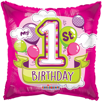 Conver USA 18" My 1st Birthday Pink Gellibean Balloon