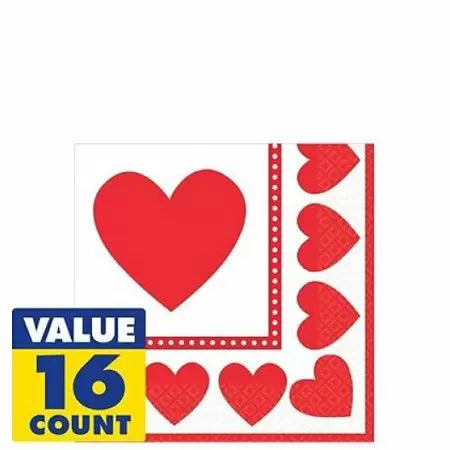 Amscan Hearts Beverage Napkins 16ct