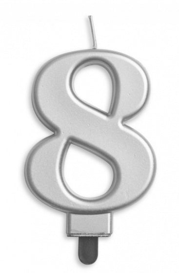 Silver Birthday Cake Wax Candles