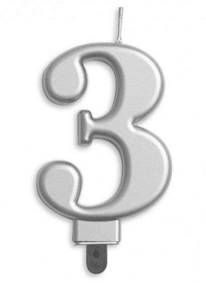 Silver Birthday Cake Wax Candles