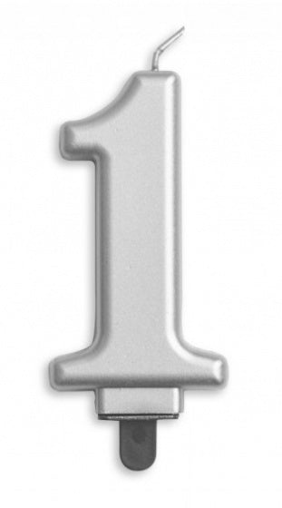 Silver Birthday Cake Wax Candles