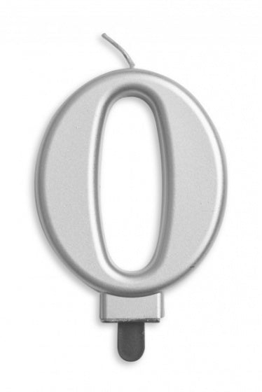 Silver Birthday Cake Wax Candles