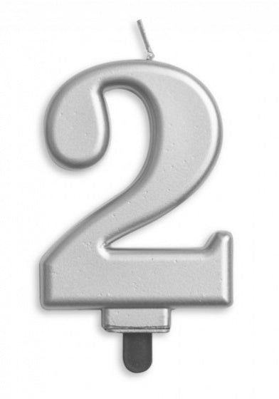 Silver Birthday Cake Wax Candles