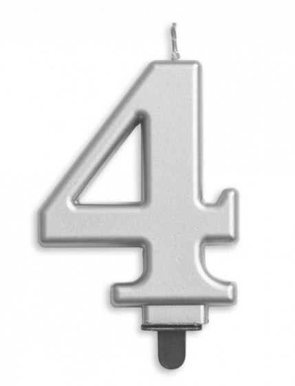 Silver Birthday Cake Wax Candles