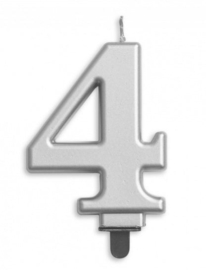 Silver Birthday Cake Wax Candles