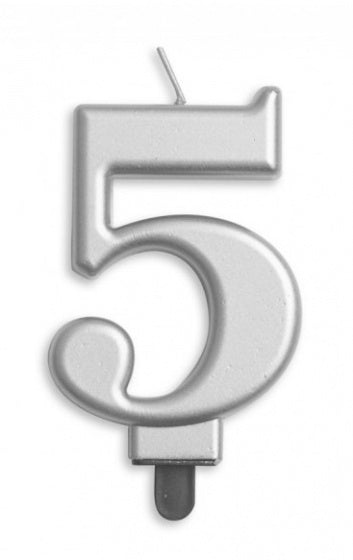 Silver Birthday Cake Wax Candles