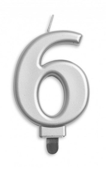 Silver Birthday Cake Wax Candles