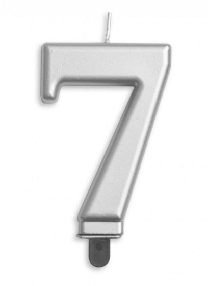 Silver Birthday Cake Wax Candles