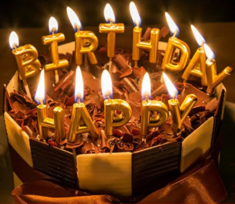 Happy Birthday Gold Candles Set