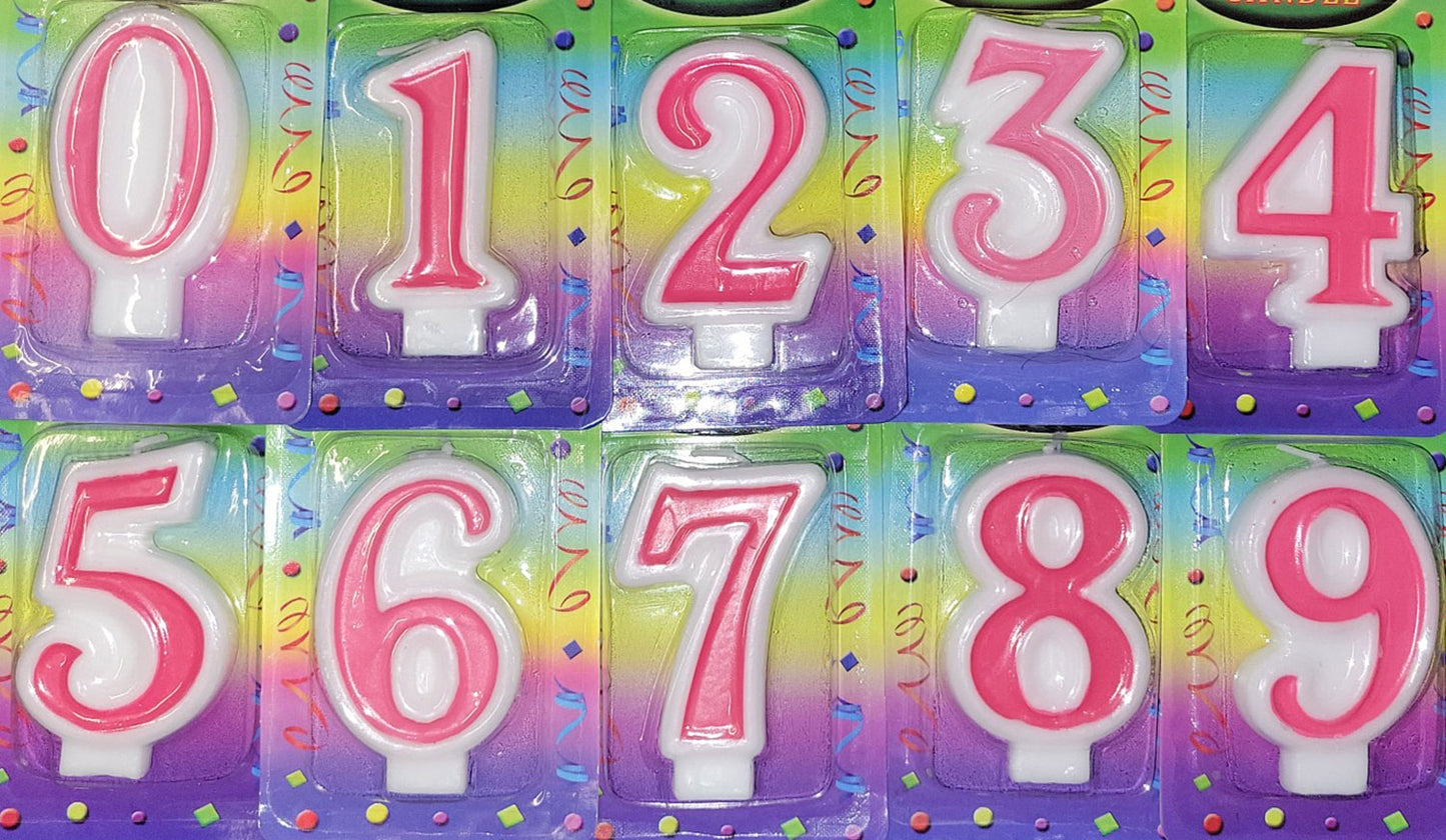 Pink Birthday Cake Number Candles 1ct